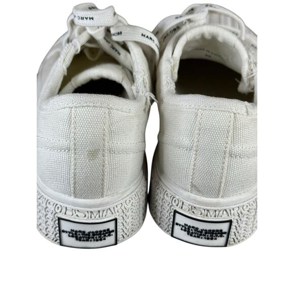 Marc Jacobs White Canvas Platform Sneakers Logo Lace-Up Designer 39 8.5 - Picture 7 of 9
